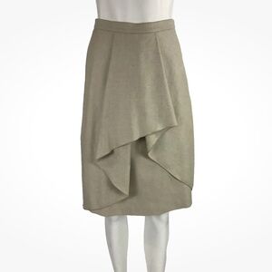 Luca Luca Sz 4 US Virgin Wool Angora Ruffle A Line Business Party Skirt Beige